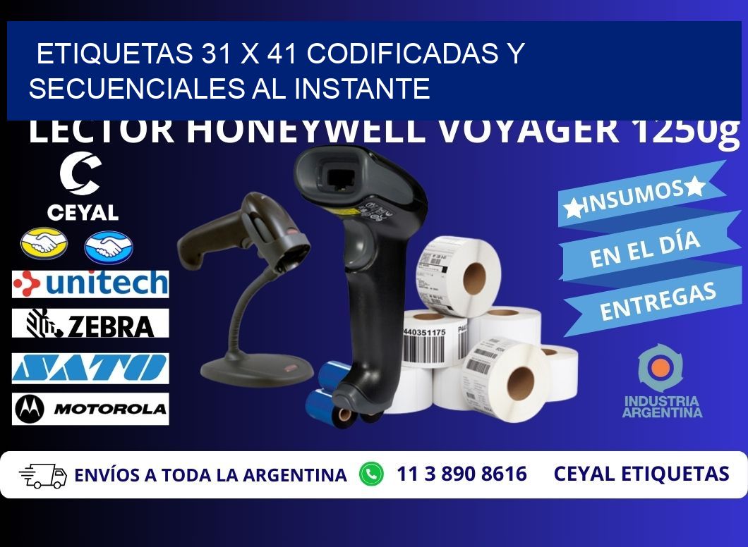 Etiquetas 31 x 41 Codificadas y Secuenciales al Instante