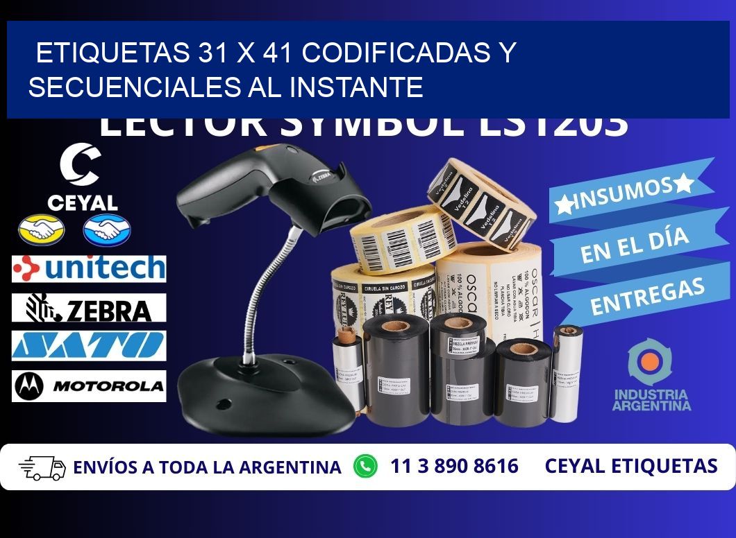 Etiquetas 31 x 41 Codificadas y Secuenciales al Instante