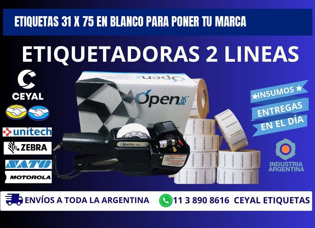 Etiquetas 31 x 75 en blanco para poner tu marca