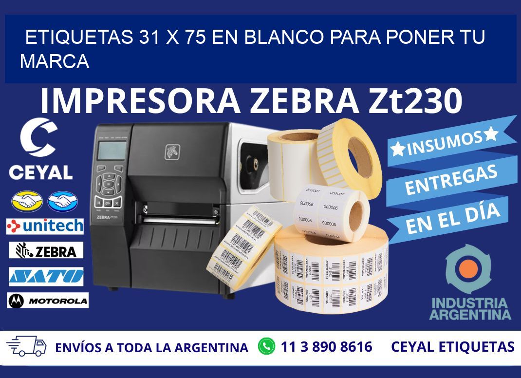 Etiquetas 31 x 75 en blanco para poner tu marca