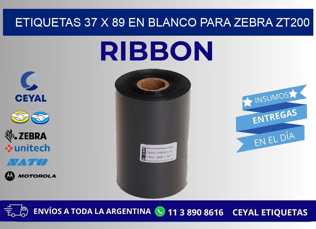 Etiquetas 37 x 89 en blanco para zebra zt200