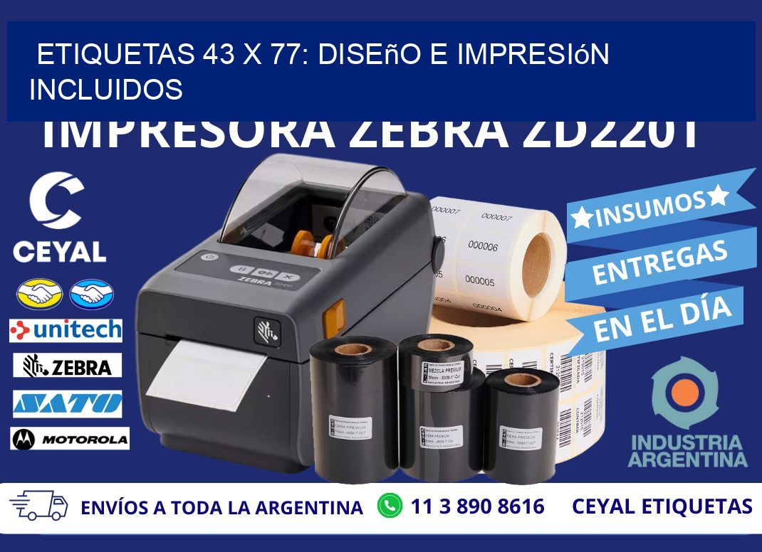 Etiquetas 43 x 77: Diseño e Impresión Incluidos