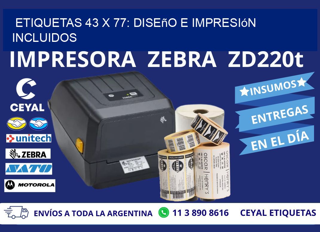Etiquetas 43 x 77: Diseño e Impresión Incluidos