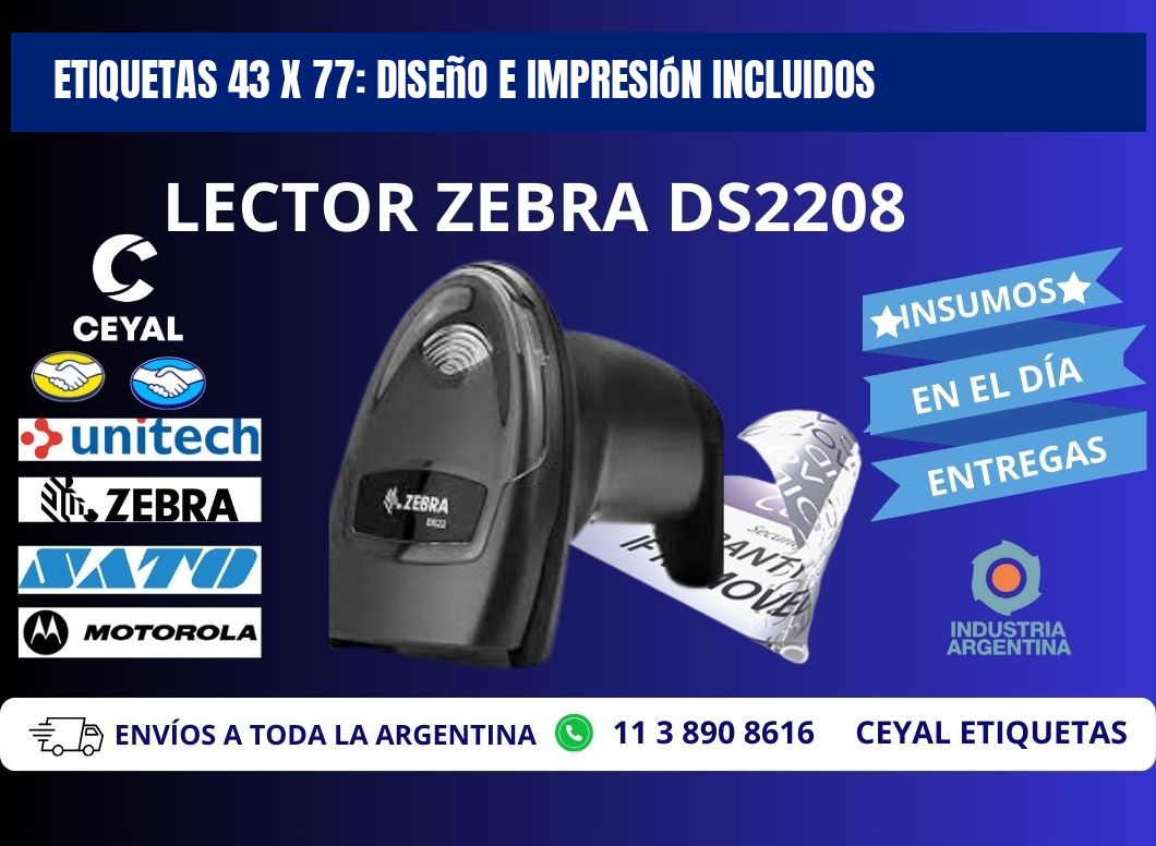 Etiquetas 43 x 77: Diseño e Impresión Incluidos