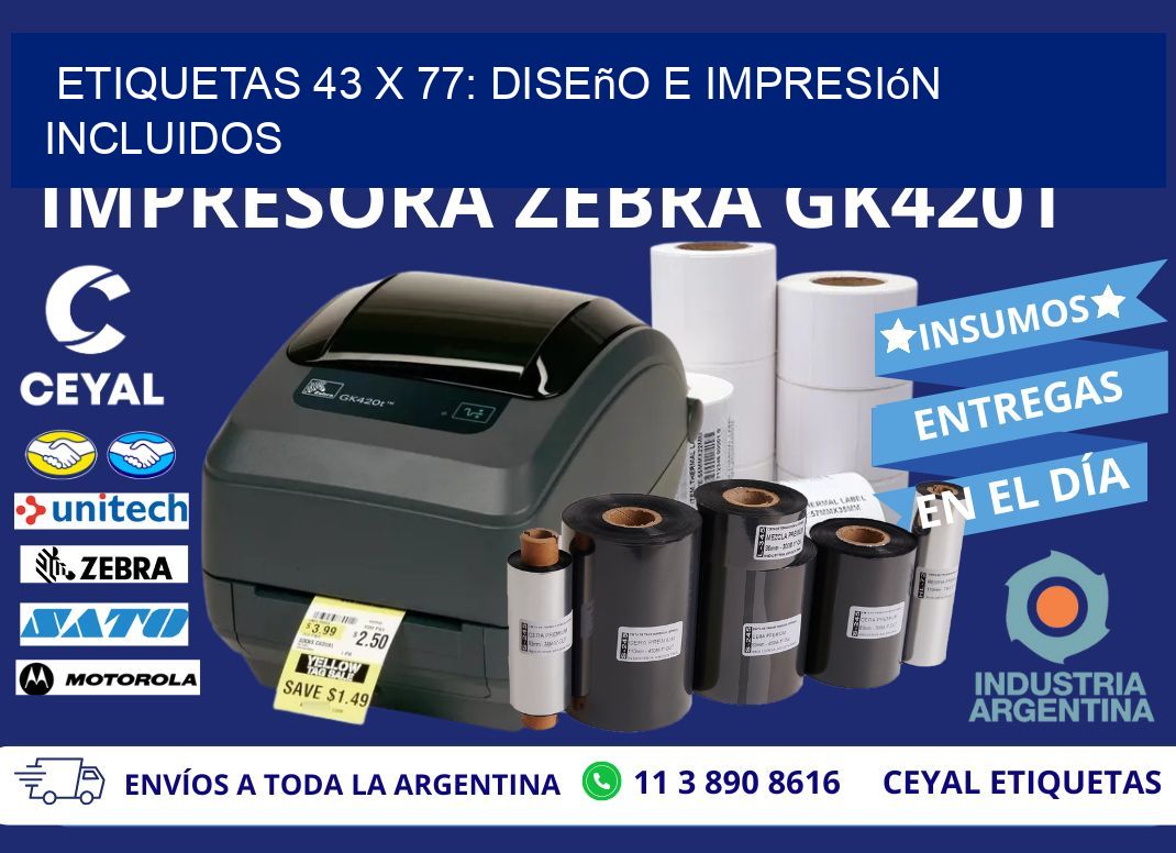 Etiquetas 43 x 77: Diseño e Impresión Incluidos