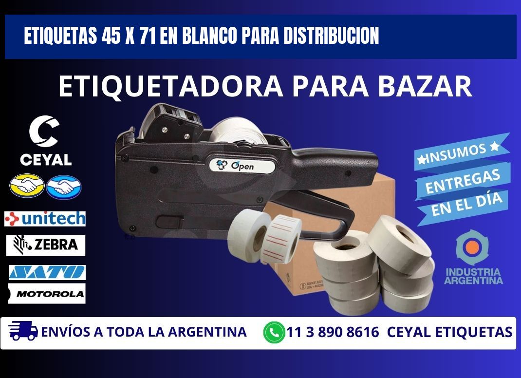 Etiquetas 45 x 71 en blanco para distribucion