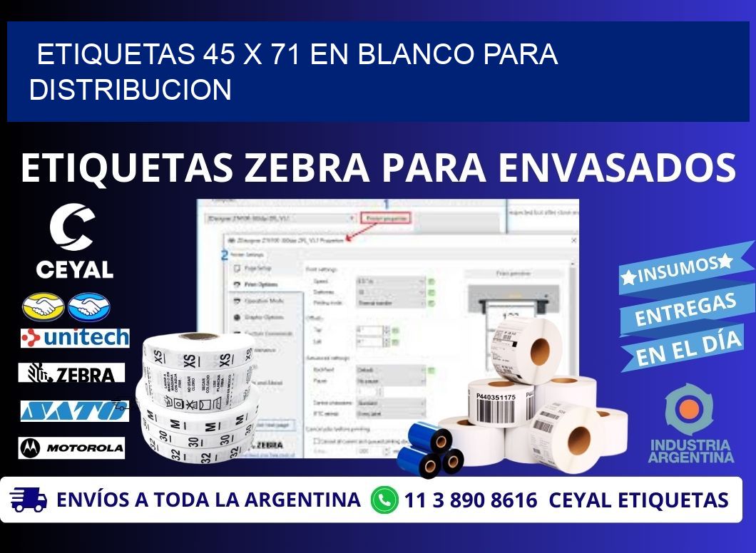 Etiquetas 45 x 71 en blanco para distribucion