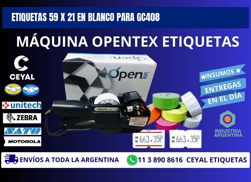Etiquetas 59 x 21 en blanco para gc408