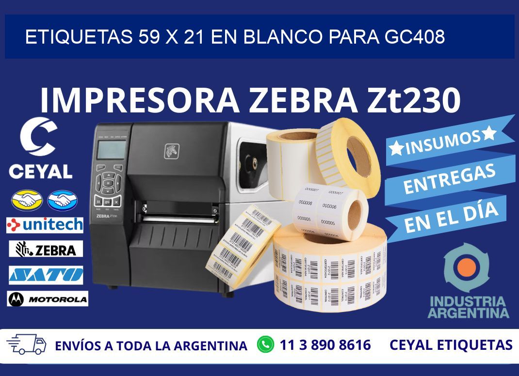 Etiquetas 59 x 21 en blanco para gc408