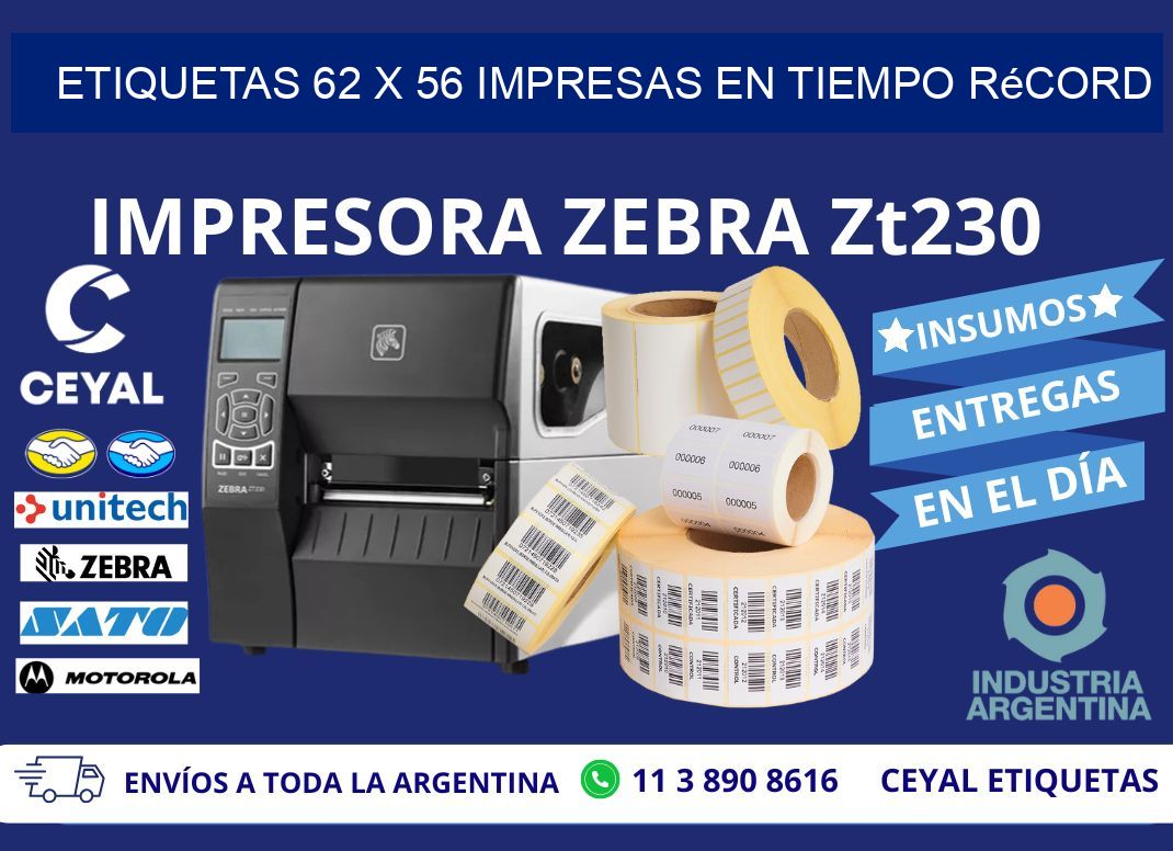 Etiquetas 62 x 56 Impresas en Tiempo Récord