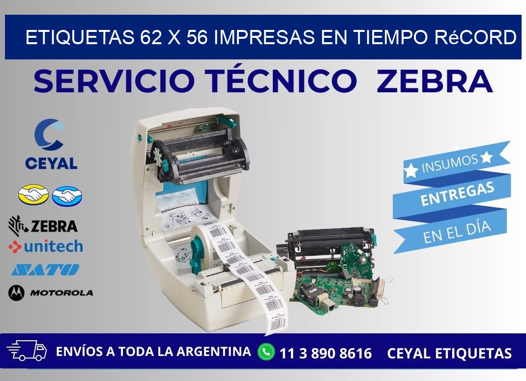 Etiquetas 62 x 56 Impresas en Tiempo Récord