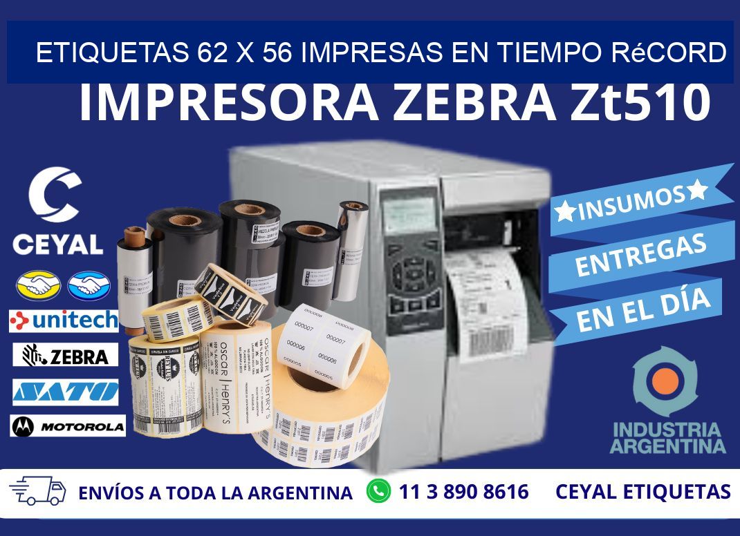 Etiquetas 62 x 56 Impresas en Tiempo Récord