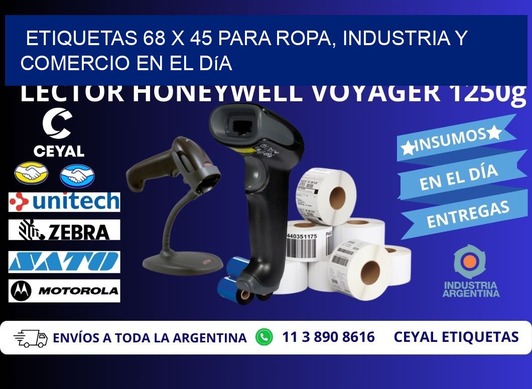 Etiquetas 68 x 45 para Ropa, Industria y Comercio en el Día