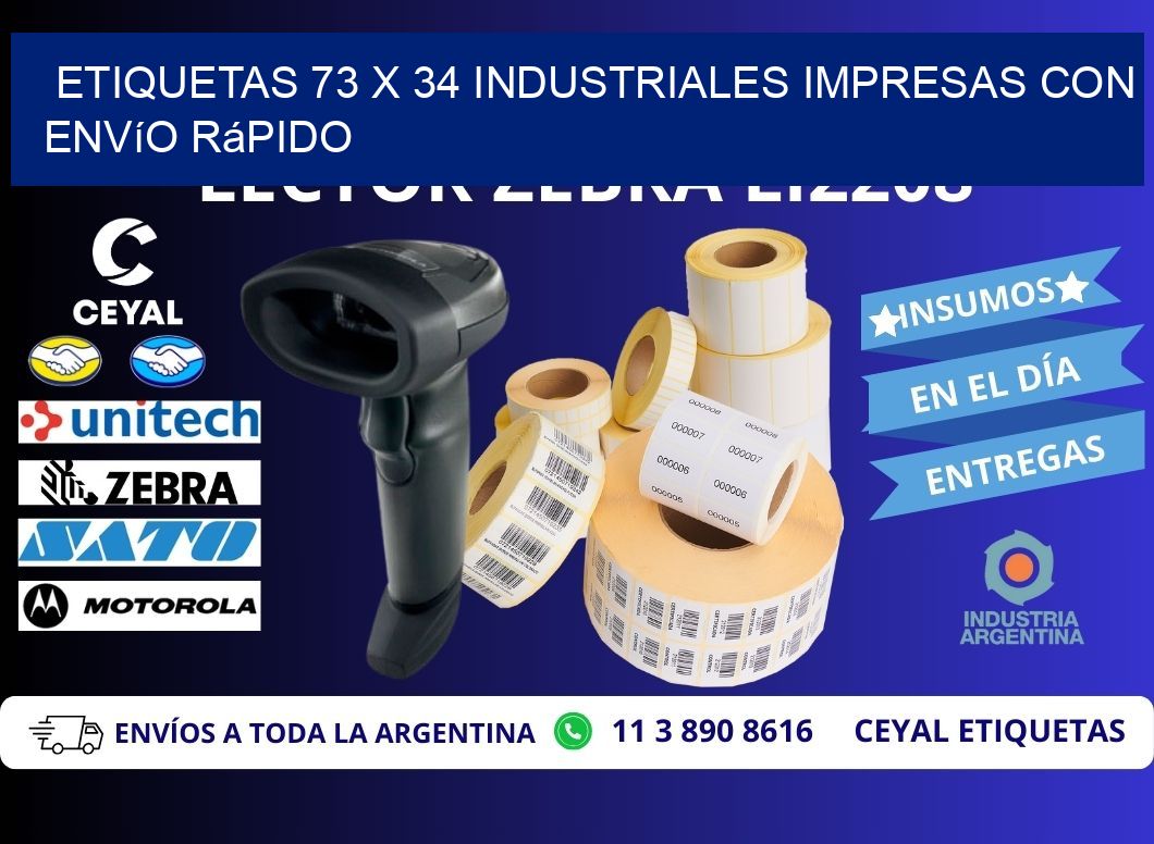 Etiquetas 73 x 34 Industriales Impresas con Envío Rápido
