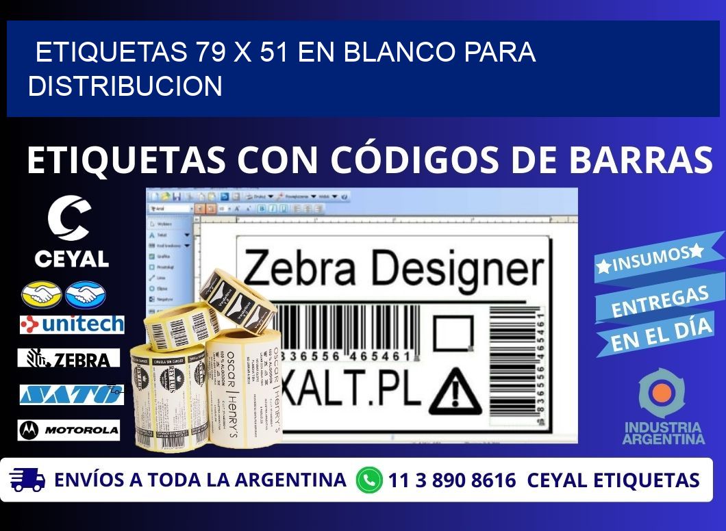 Etiquetas 79 x 51 en blanco para distribucion