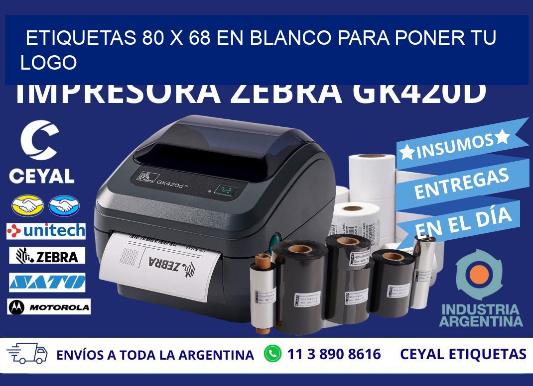 Etiquetas 80 x 68 en blanco para poner tu logo
