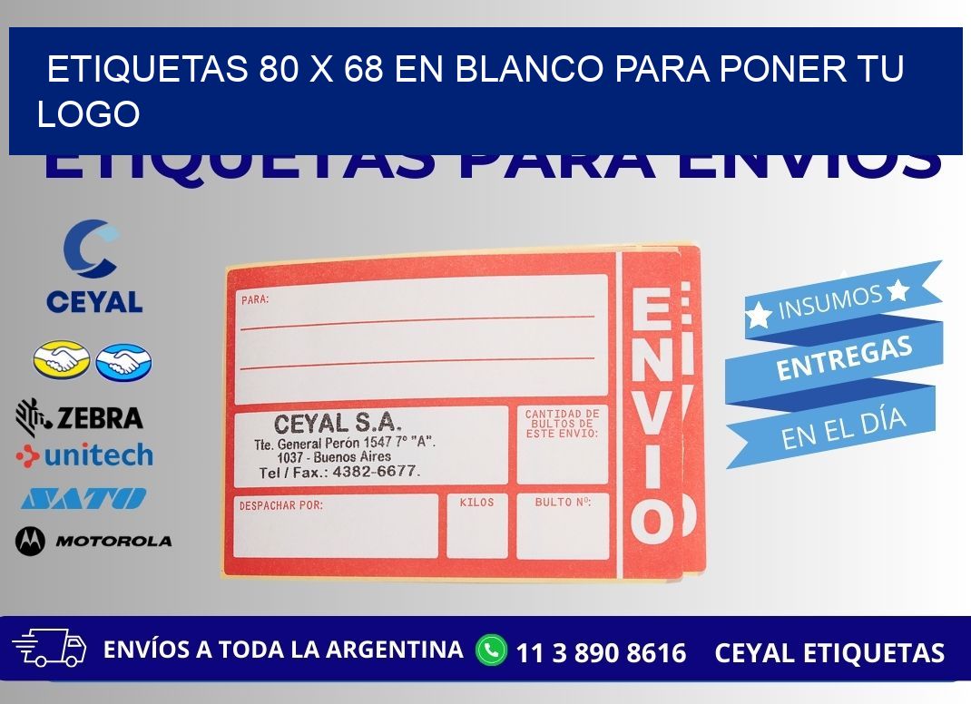 Etiquetas 80 x 68 en blanco para poner tu logo
