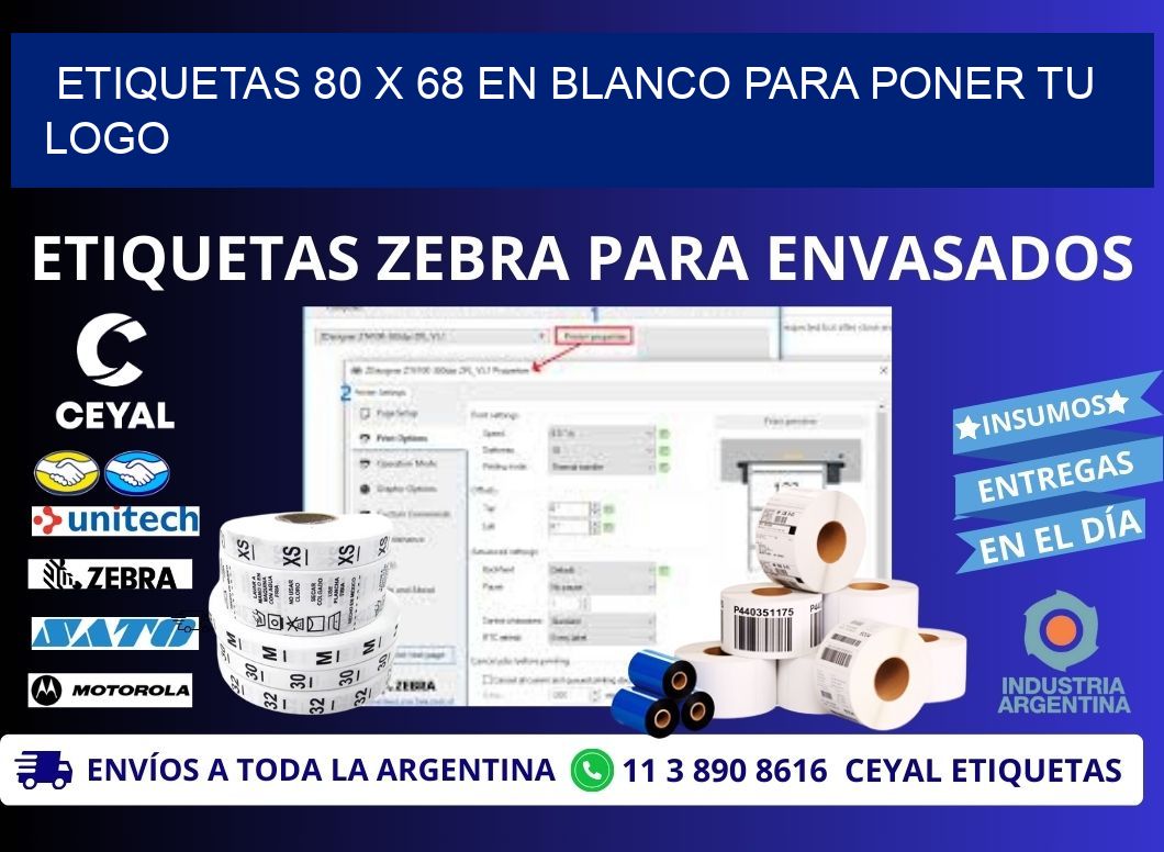 Etiquetas 80 x 68 en blanco para poner tu logo