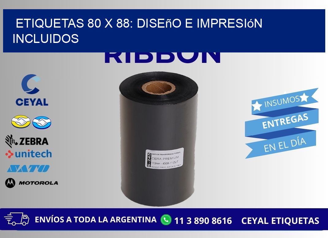 Etiquetas 80 x 88: Diseño e Impresión Incluidos