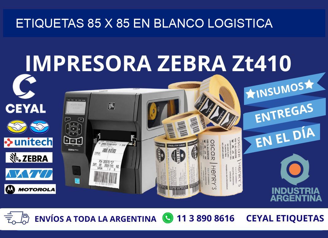 Etiquetas 85 x 85 en blanco logistica