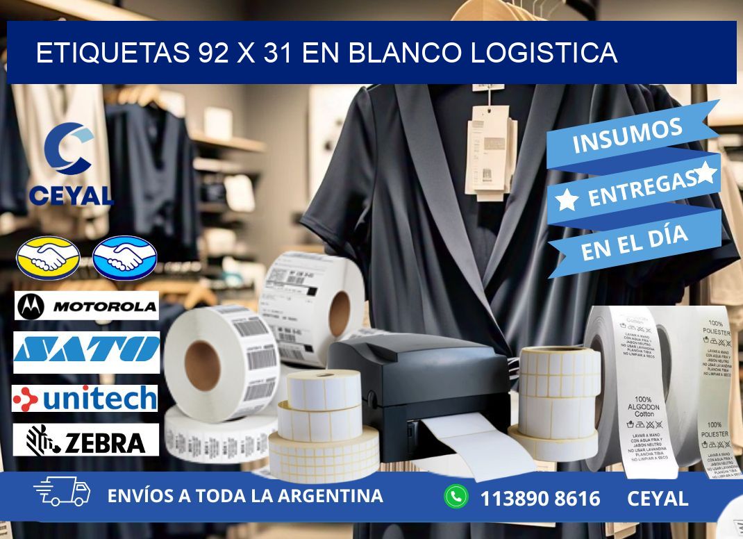 Etiquetas 92 x 31 en blanco logistica