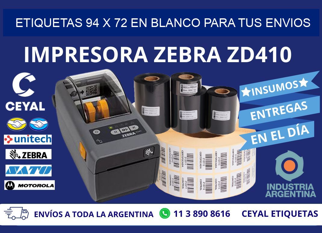 Etiquetas 94 x 72 en blanco para tus envios