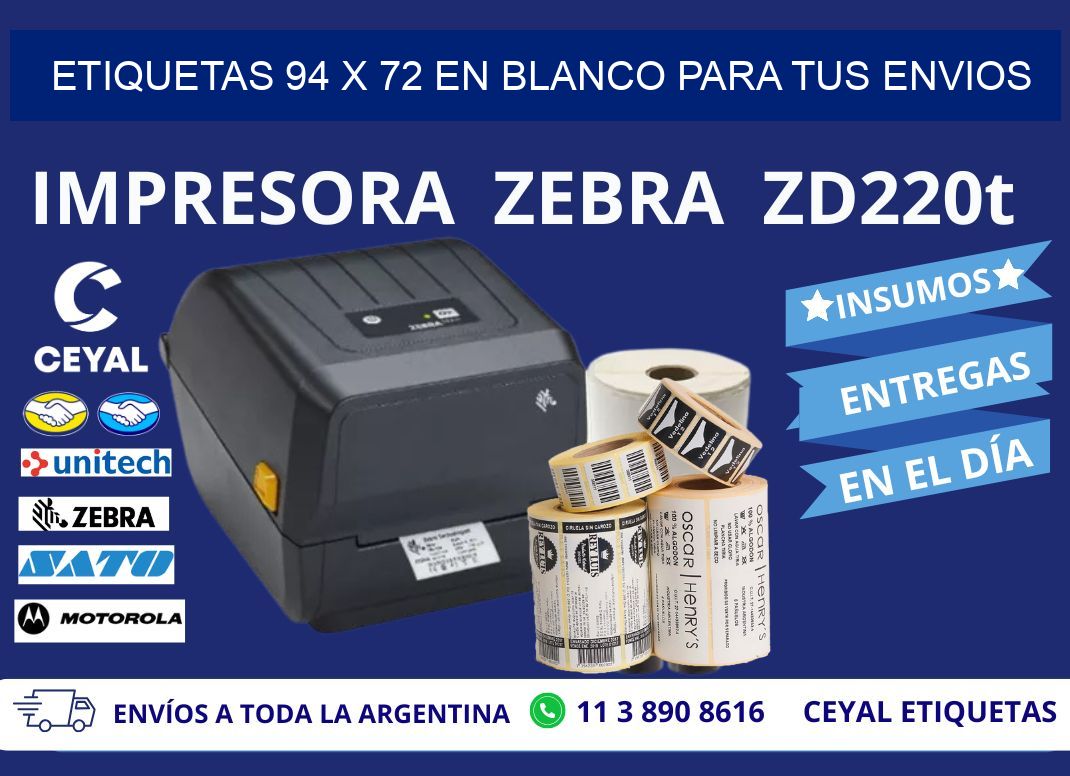 Etiquetas 94 x 72 en blanco para tus envios