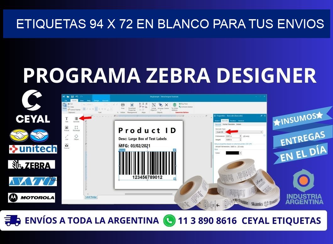 Etiquetas 94 x 72 en blanco para tus envios