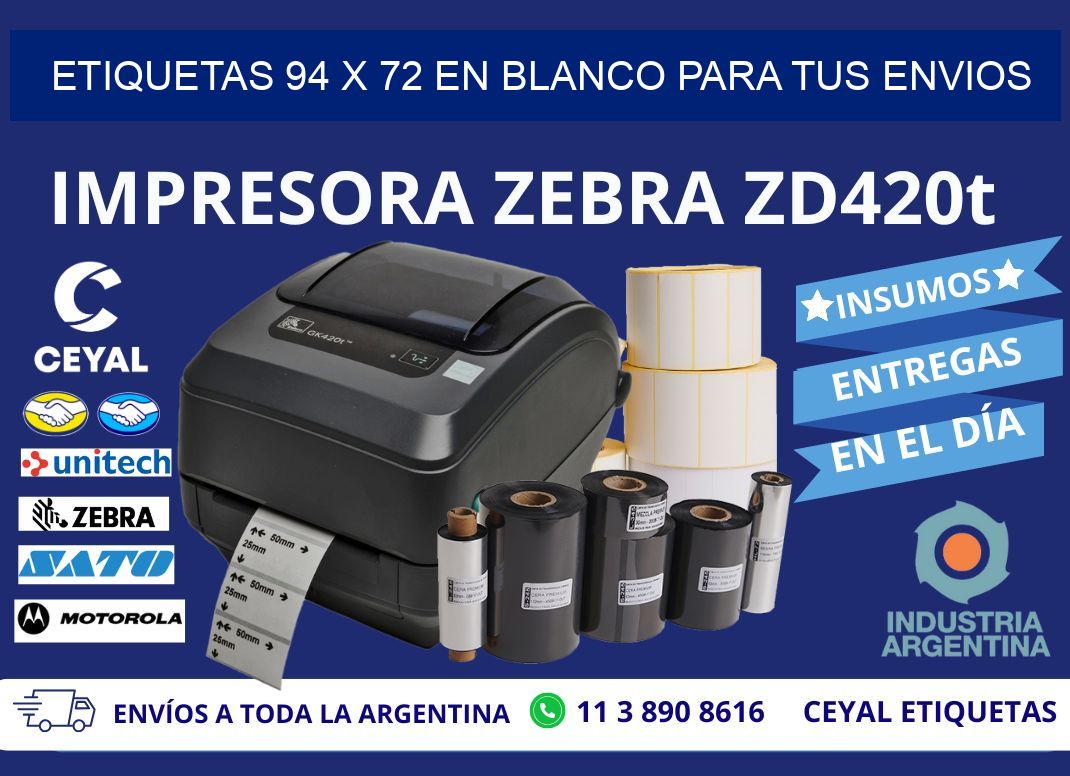 Etiquetas 94 x 72 en blanco para tus envios