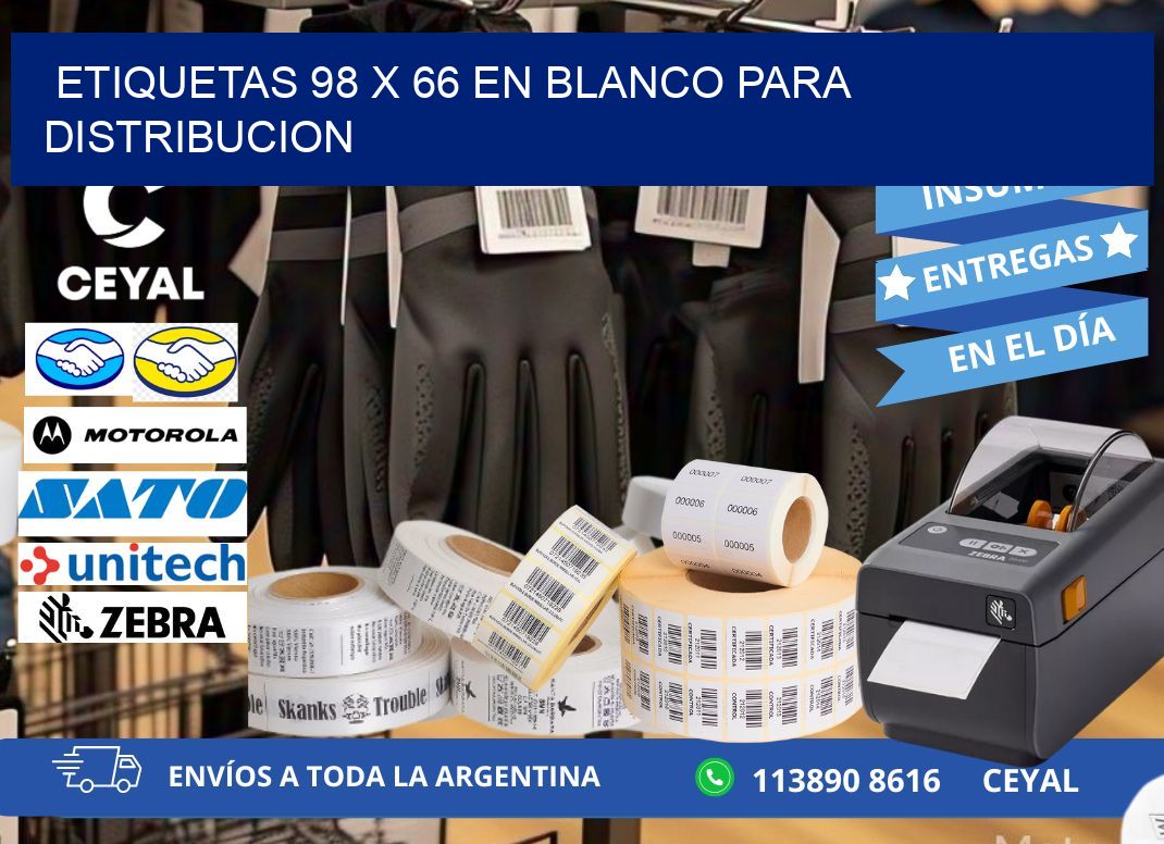 Etiquetas 98 x 66 en blanco para distribucion