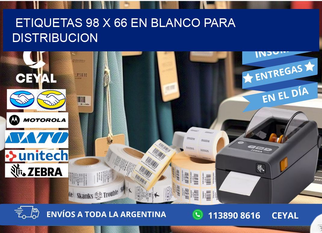 Etiquetas 98 x 66 en blanco para distribucion