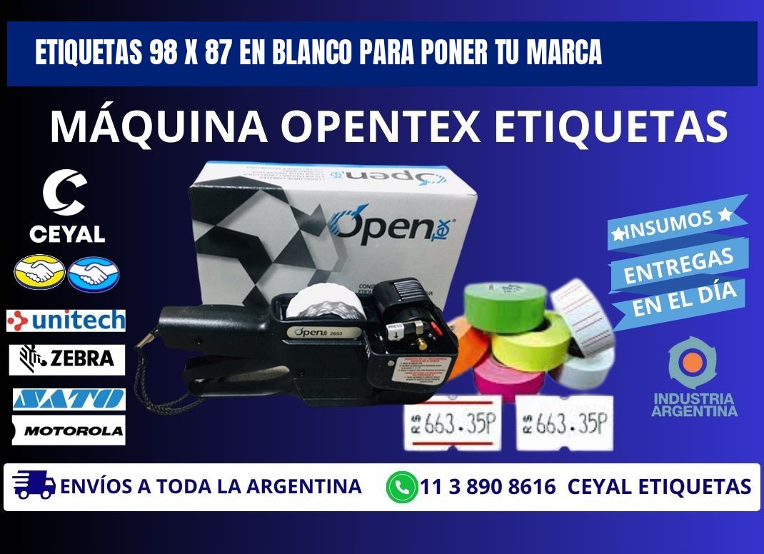 Etiquetas 98 x 87 en blanco para poner tu marca
