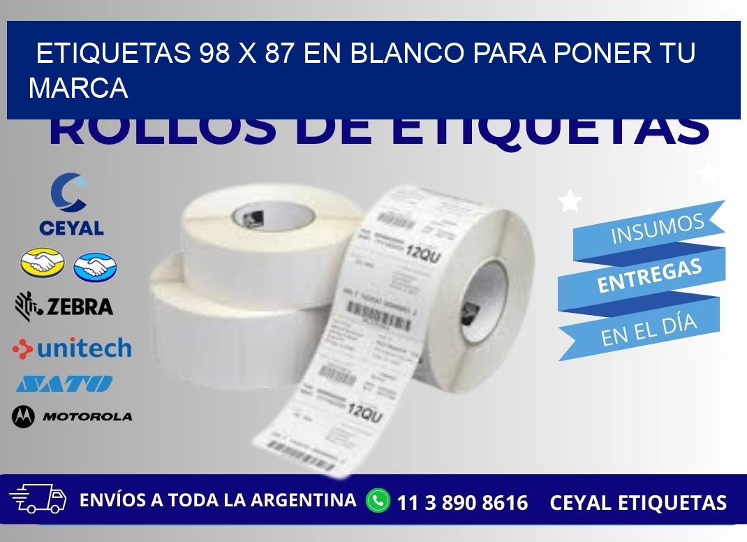 Etiquetas 98 x 87 en blanco para poner tu marca