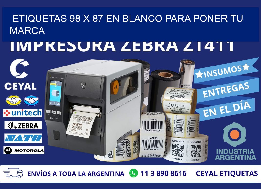Etiquetas 98 x 87 en blanco para poner tu marca