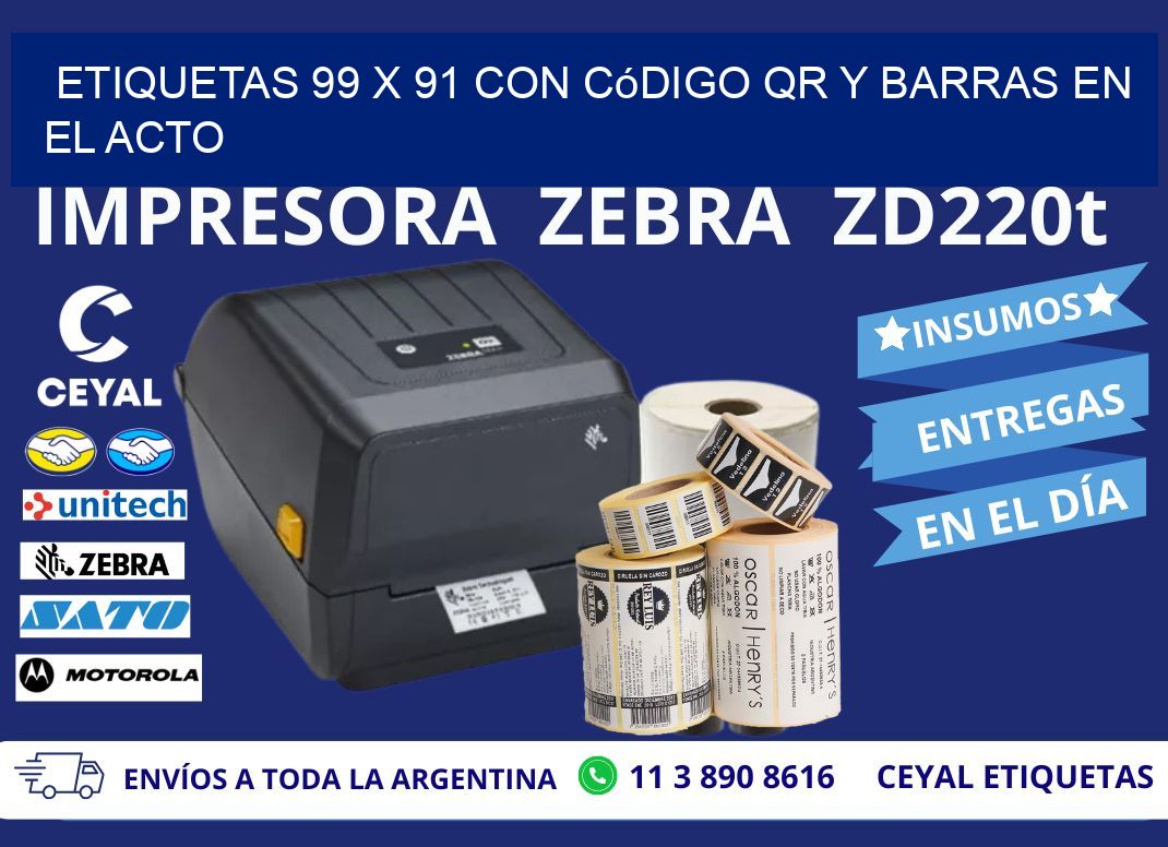 Etiquetas 99 x 91 con Código QR y Barras en el Acto