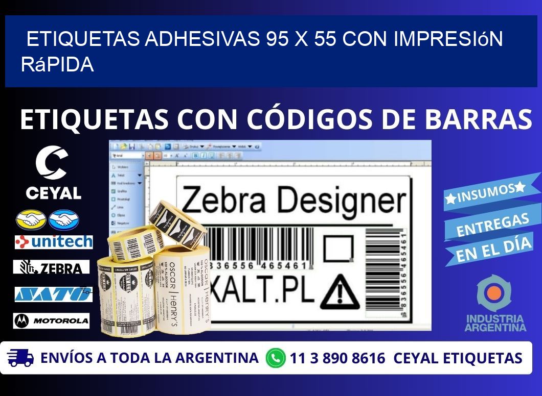 Etiquetas Adhesivas 95 x 55 con Impresión Rápida