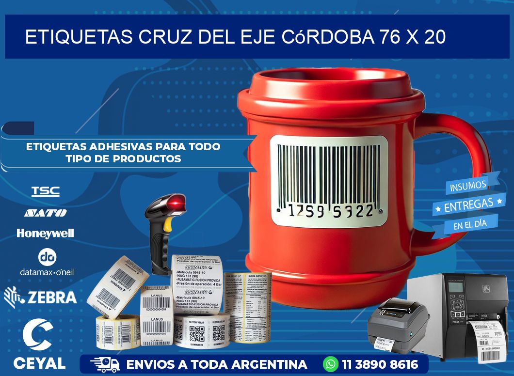 Etiquetas Cruz del Eje Córdoba 76 x 20
