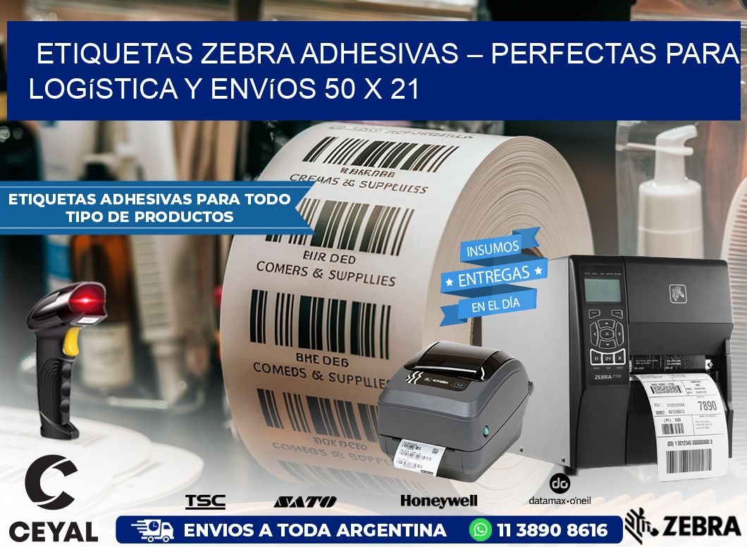 Etiquetas Zebra Adhesivas – Perfectas para Logística y Envíos 50 x 21