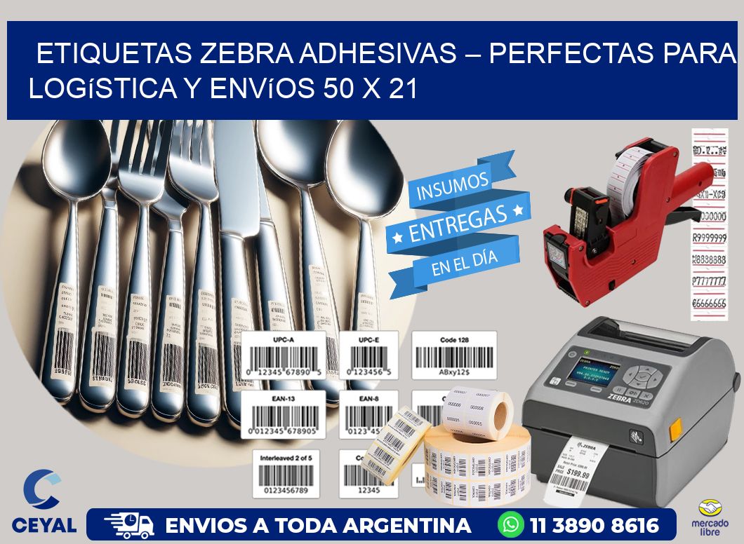 Etiquetas Zebra Adhesivas – Perfectas para Logística y Envíos 50 x 21