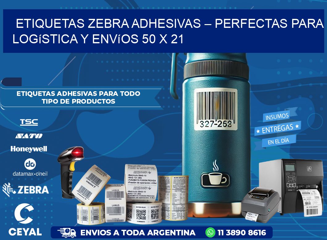 Etiquetas Zebra Adhesivas – Perfectas para Logística y Envíos 50 x 21