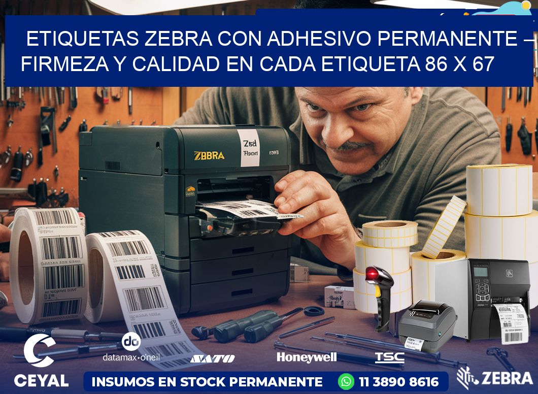 Etiquetas Zebra con Adhesivo Permanente – Firmeza y Calidad en Cada Etiqueta 86 x 67