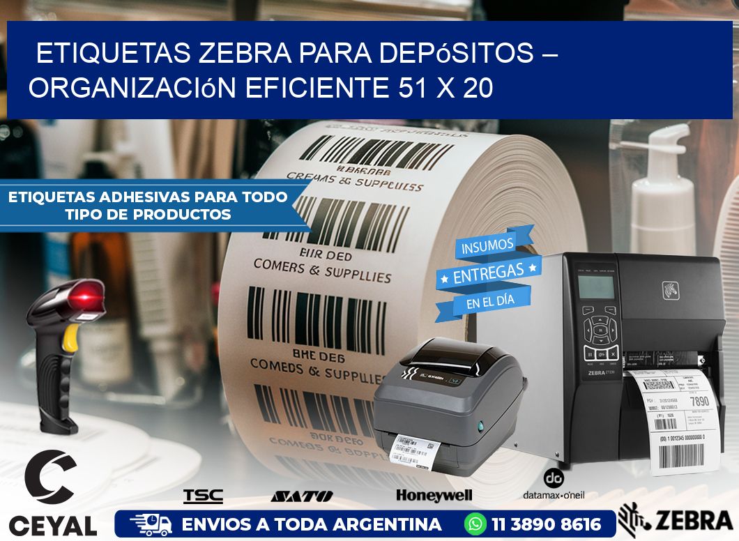 Etiquetas Zebra para Depósitos – Organización Eficiente 51 x 20