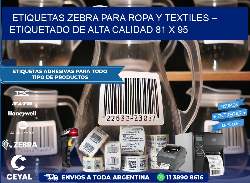 Etiquetas Zebra para Ropa y Textiles – Etiquetado de Alta Calidad 81 x 95
