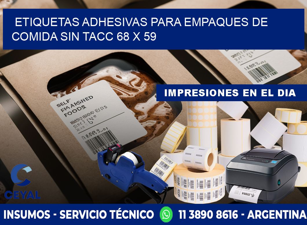 Etiquetas adhesivas para empaques de comida sin TACC 68 x 59