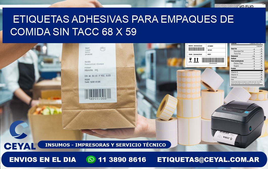 Etiquetas adhesivas para empaques de comida sin TACC 68 x 59