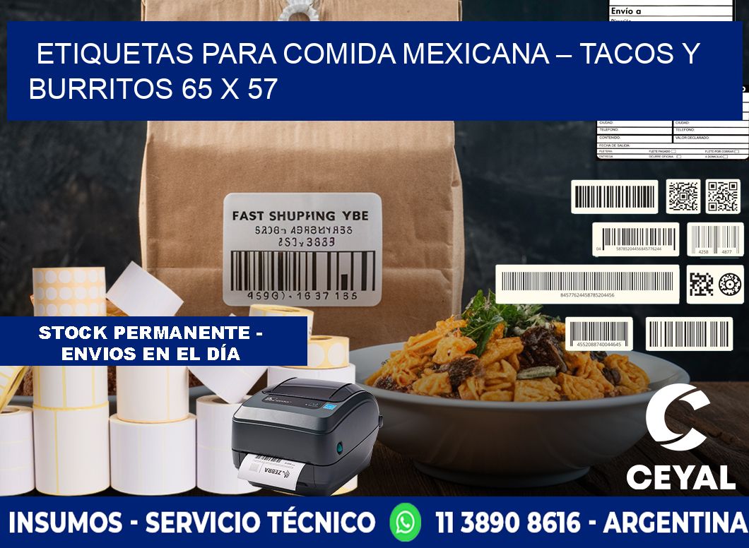 Etiquetas para comida mexicana – Tacos y burritos 65 x 57