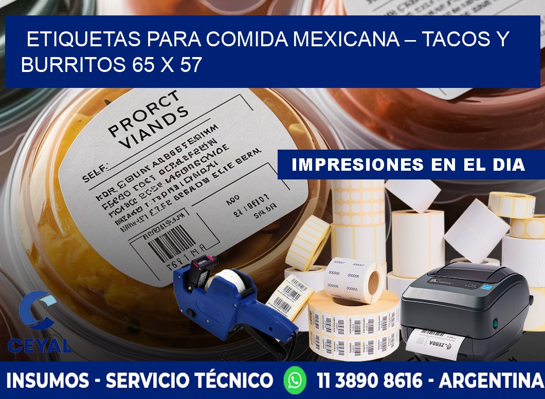Etiquetas para comida mexicana – Tacos y burritos 65 x 57
