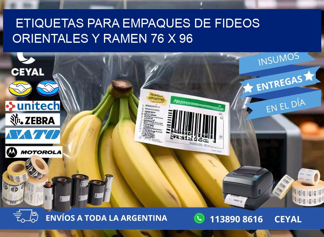 Etiquetas para empaques de fideos orientales y ramen 76 x 96