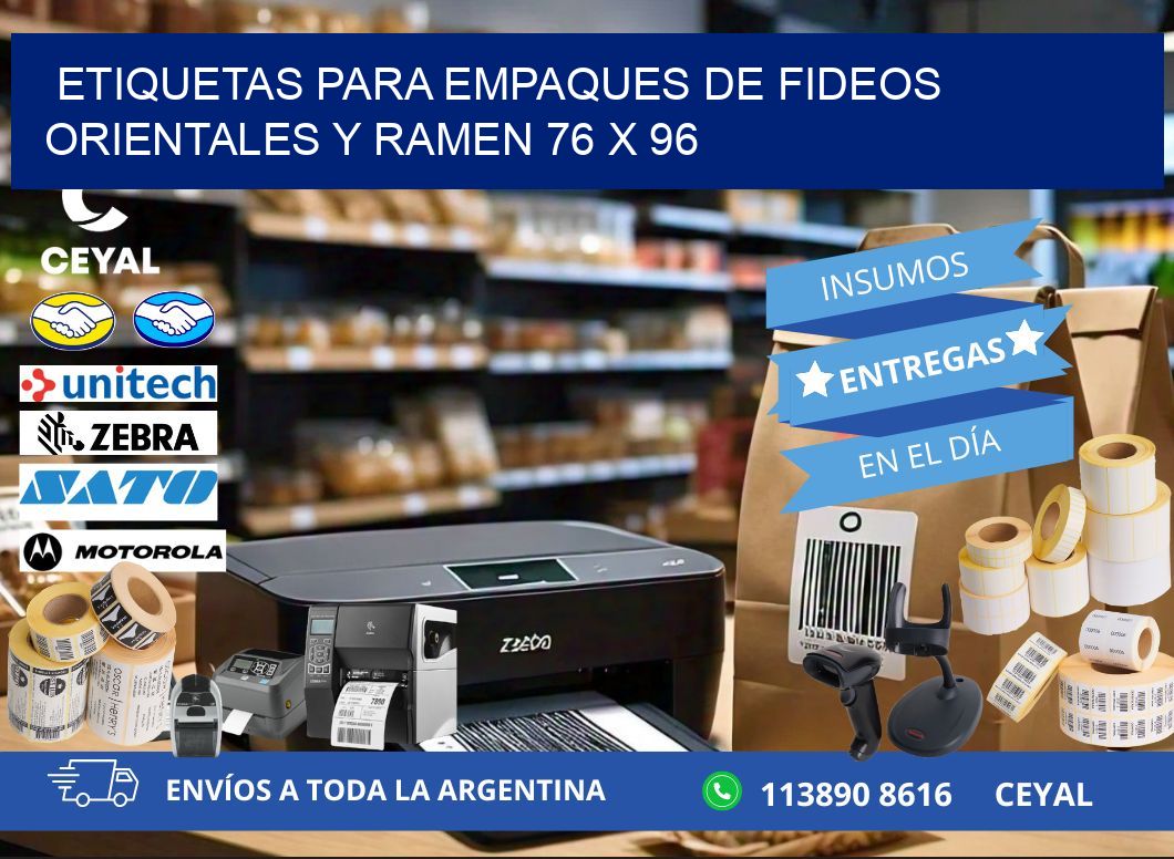 Etiquetas para empaques de fideos orientales y ramen 76 x 96