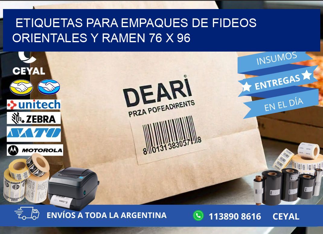 Etiquetas para empaques de fideos orientales y ramen 76 x 96